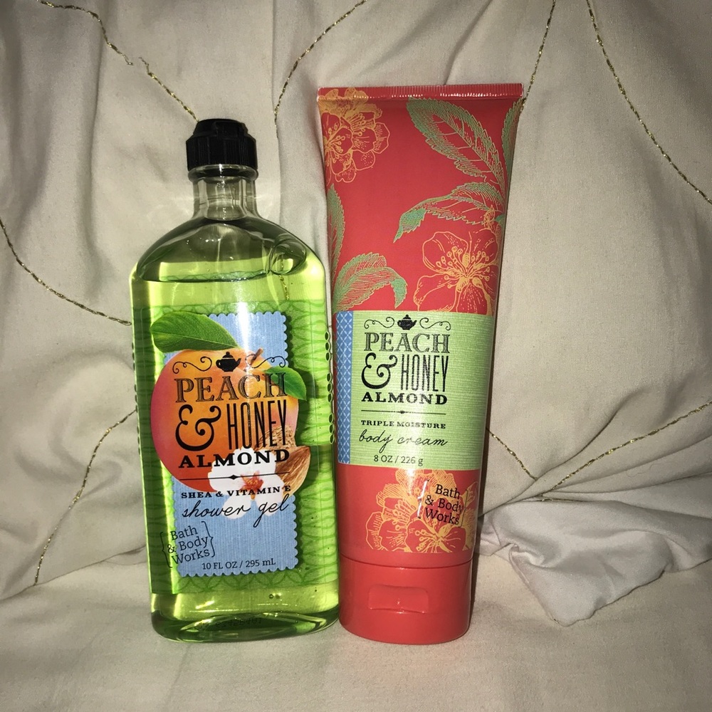 B&BW peach & honey almond shower gel, body cream